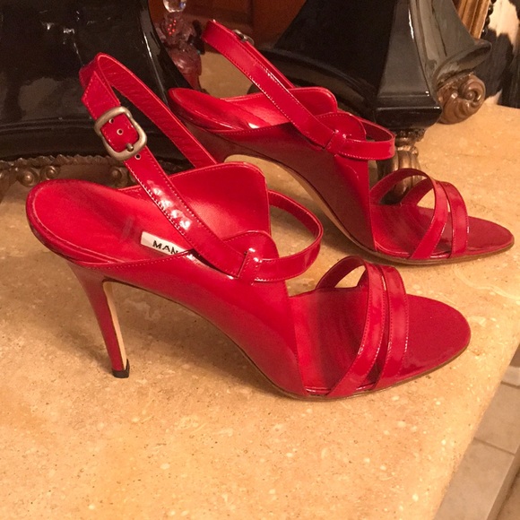 Manolo Blahnik Red Patent Heels - Picture 6 of 7